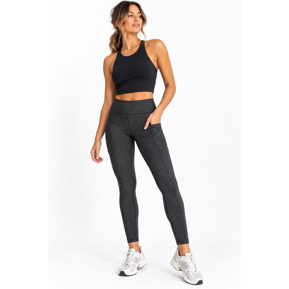 Lululemon Speed Up Tight 28" Power Luxtreme Variegated Knit Black Heathered Sz 8